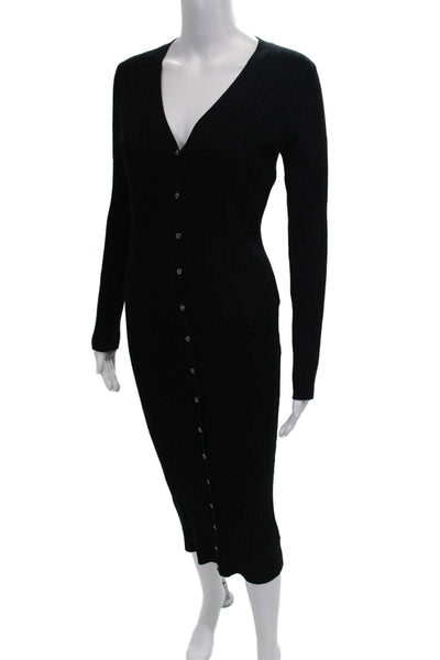 525 Womens Sweater Dress Black V Neck Long Sleeve Size S