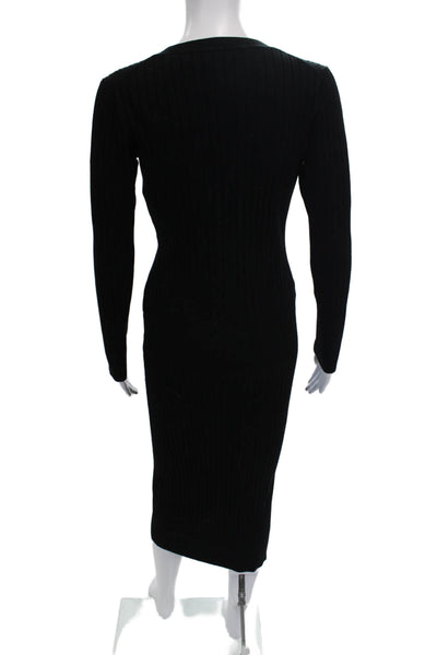 525 Womens Sweater Dress Black V Neck Long Sleeve Size S