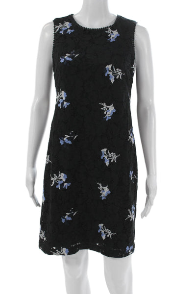 Ann Taylor Womens Shift Dress Black Cotton Sleeveless Round Neck Short Size 2P