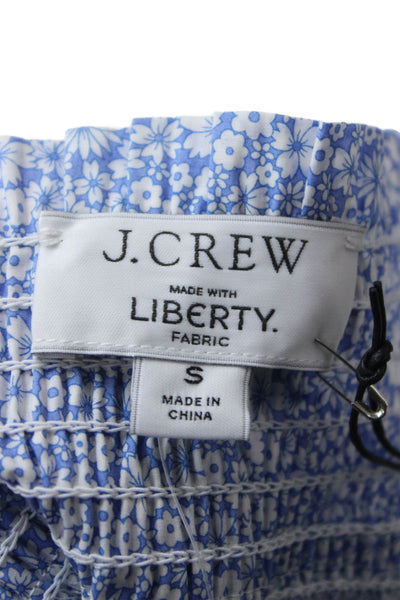J Crew Women Basic Floral Cotton Square Neck Short Sleeve Blouse Size S