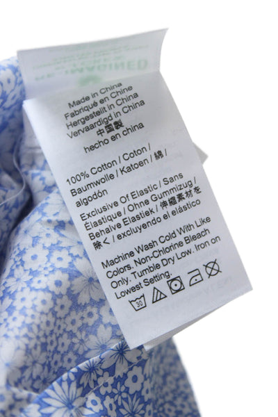 J Crew Women Basic Floral Cotton Square Neck Short Sleeve Blouse Size S