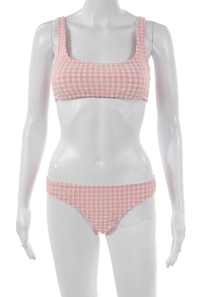 J Crew Womens Two-Piece Gingham Bikini Pink Size S