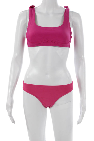 J Crew Women Two-Piece Bikini Pink Recycled Polyamide Size S