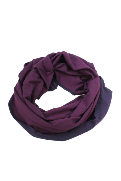 Lululemon Womens Button Trim Striped Knit Cowl Scarf Navy Purple 56"x28"