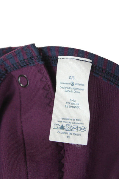 Lululemon Womens Button Trim Striped Knit Cowl Scarf Navy Purple 56"x28"