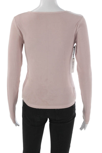 TNA Women Basic Pink Scoop Neck Long Sleeve T-Shirt Size S