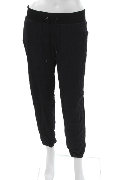 Monrow Women Jogger Pants Black Rayon Drawstring Size L