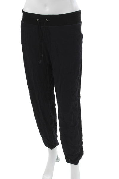 Monrow Women Jogger Pants Black Rayon Drawstring Size L