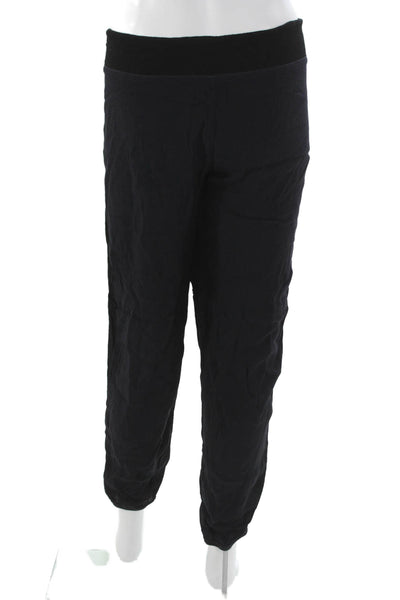 Monrow Women Jogger Pants Black Rayon Drawstring Size L