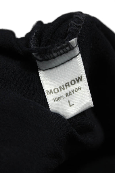 Monrow Women Jogger Pants Black Rayon Drawstring Size L