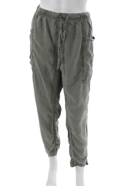 Splendid Women Jogger Pants Green Lyocell Drawstring Inseam 26 Size L