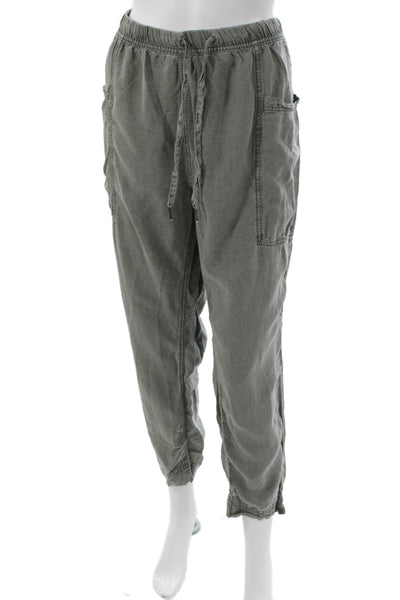 Splendid Women Jogger Pants Green Lyocell Drawstring Inseam 26 Size L