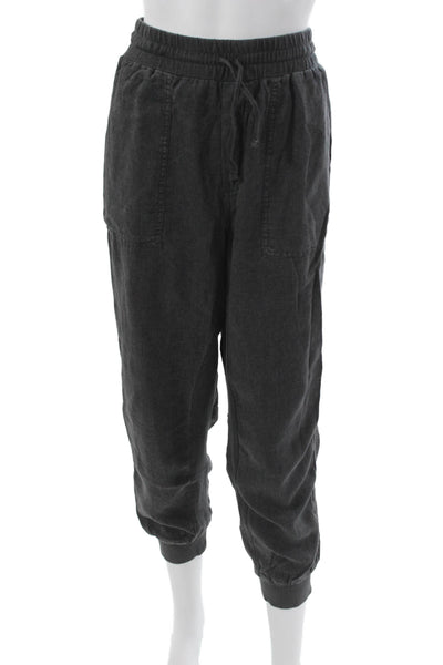 Splendid Women Jogger Pants Gray Drawstring Lyocell Linen Blend Size L