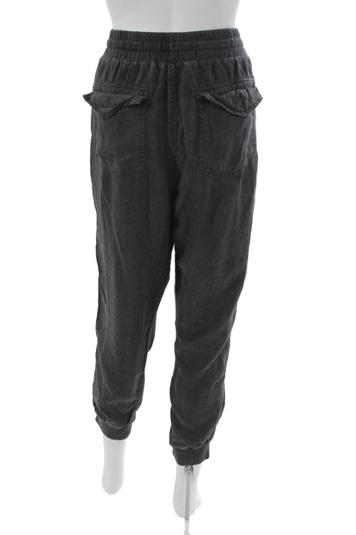 Splendid Women Jogger Pants Gray Drawstring Lyocell Linen Blend Size L