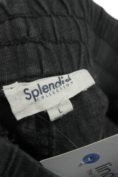 Splendid Women Jogger Pants Gray Drawstring Lyocell Linen Blend Size L