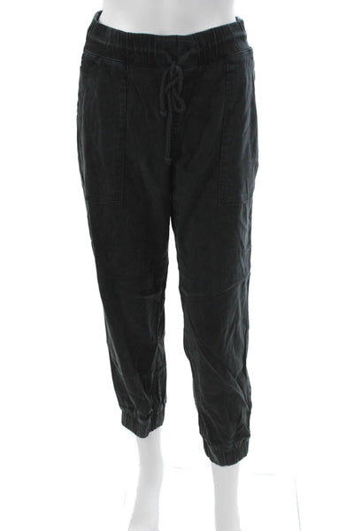 Bella Dahl Womens Black Jogger Pants Tencel Lyocell Drawstring Inseam 25 Size L