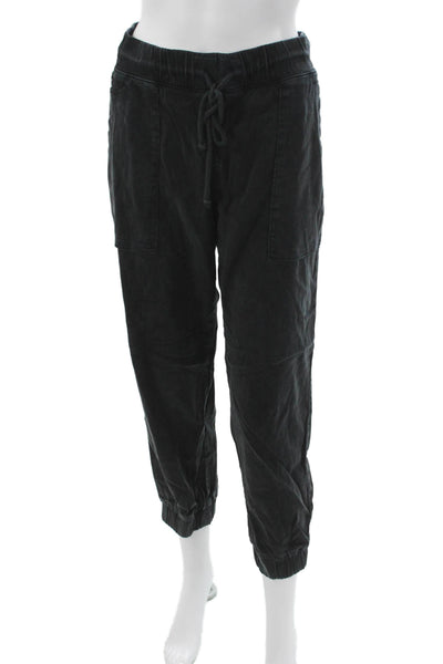 Bella Dahl Womens Black Jogger Pants Tencel Lyocell Drawstring Inseam 25 Size L