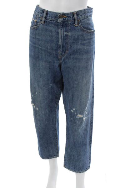 Vince Women Cropped Blue High Rise Cotton Jeans Size 31
