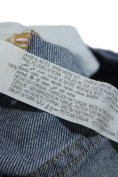 Zara Women Paperbag Jeans Blue High Rise Button 100% Cotton Size 12