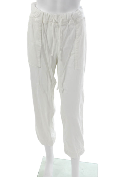 Bella Dahl Womens Cropped White Tencel Lyocell Drawstring Pants Size XL
