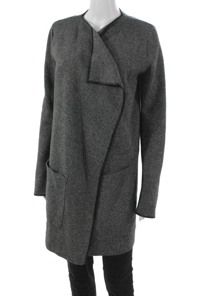 Zara Knit Women Wrap V-Neck Gray Cotton Long Sleeve Sweater Size M