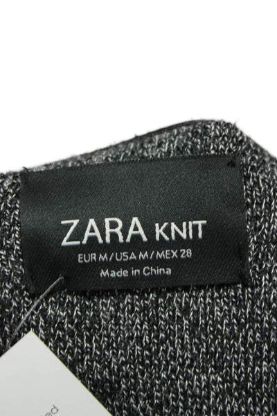 Zara Knit Women Wrap V-Neck Gray Cotton Long Sleeve Sweater Size M