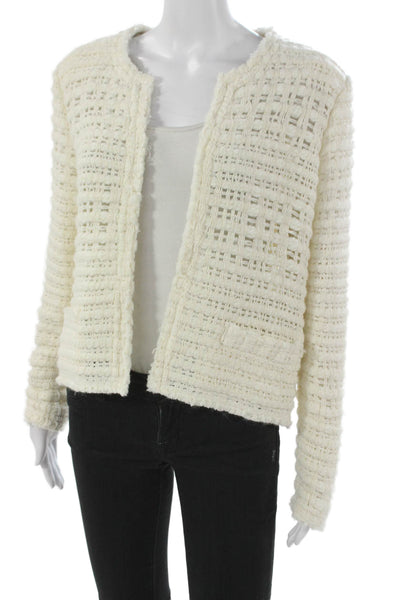 IRO Womens Basic Jacket White Long Sleeve Acrylic Size 42