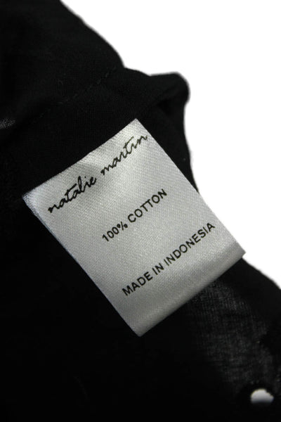 Natalie Martin Women Cropped Black Cotton Blouse Long Sleeve Size XS