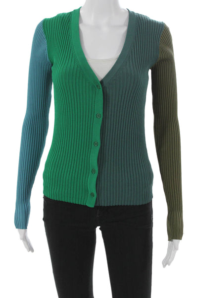 Staud Women Cardigan V Neck Multicolor Viscose Long Sleeve Size XS