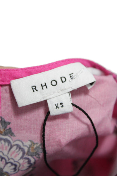 Rhode Women Fit & Flare Pink Cotton Dress Size XS