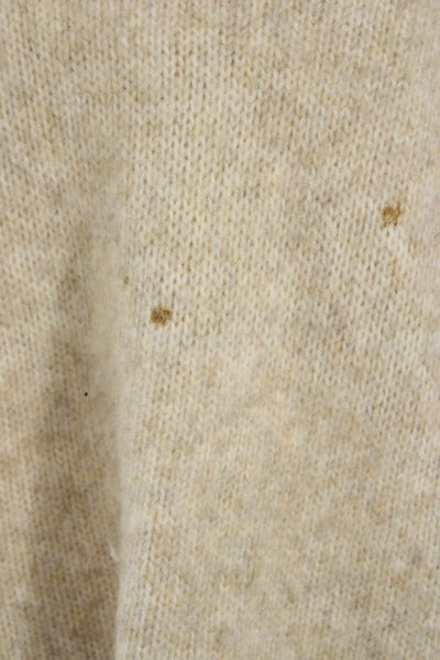 Zara Womens Pullover Sweater Beige Round Neck Long Sleeve Nylon Size L