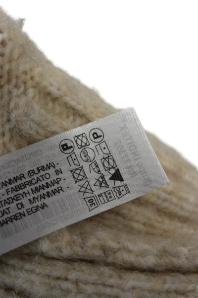Zara Womens Pullover Sweater Beige Round Neck Long Sleeve Nylon Size L
