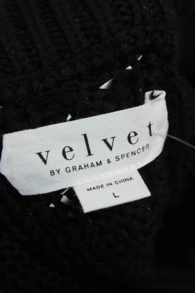 Velvet Women Black Cotton Sleeveless Round Neck Solid Vest Size L