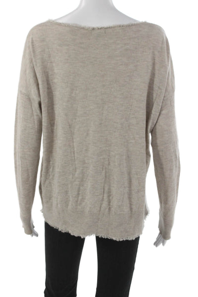 Splendid Women Pullover Scoop Neck Long Sleeve Viscose Solid Beige Size M
