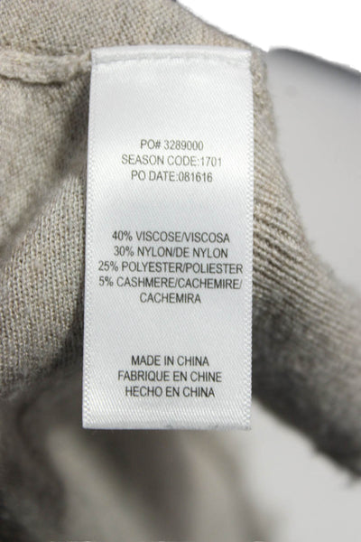 Splendid Women Pullover Scoop Neck Long Sleeve Viscose Solid Beige Size M