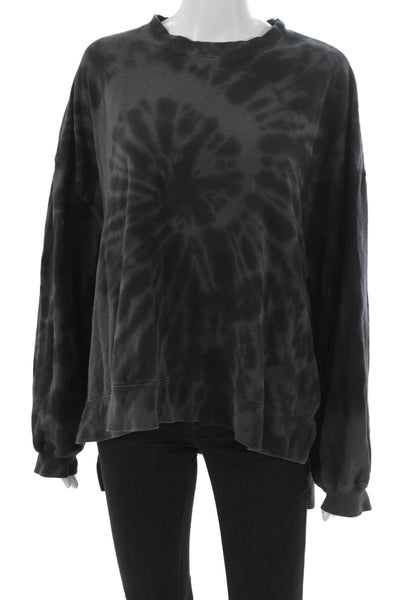 Electric & Rose Womens Pullover Sweatshirt Tie Dye Gray Cotton Size L