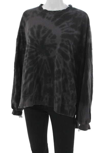 Electric & Rose Womens Pullover Sweatshirt Tie Dye Gray Cotton Size L