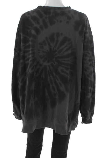Electric & Rose Womens Pullover Sweatshirt Tie Dye Gray Cotton Size L