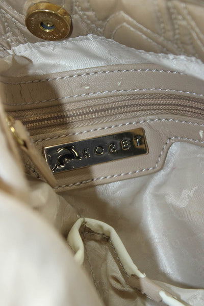 Koret Womens Large Quilted Chain Strap Snap Closure Tote Handbag Beige