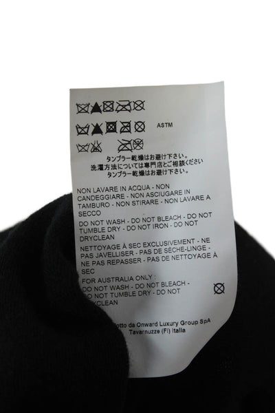Rochas Women Collared Short-Sleeve Black Wool Geometric Sweater Size 38