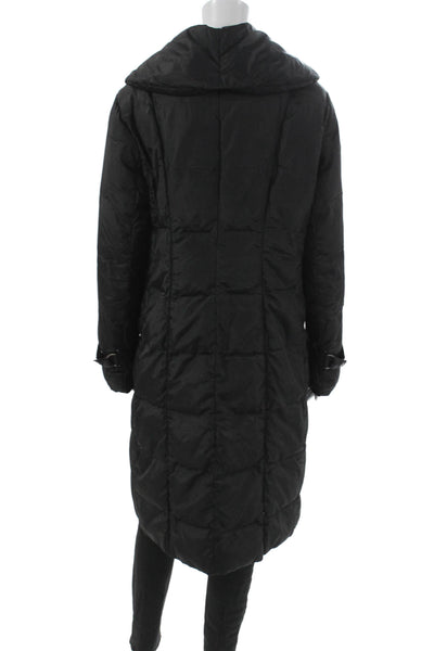 Cole Haan Womens Black Puffer Jacket Button Closure Size L