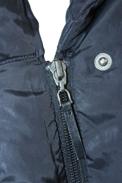 Cole Haan Womens Black Puffer Jacket Button Closure Size L