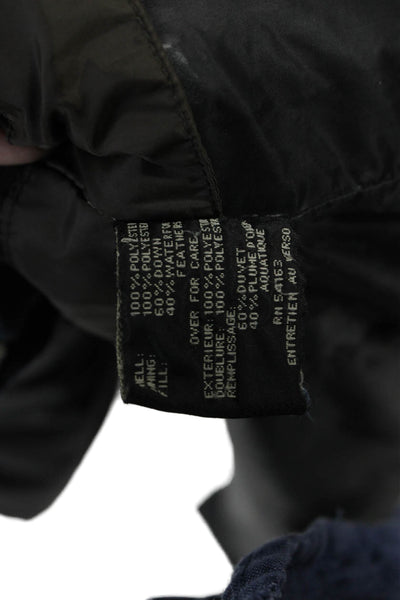 Cole Haan Womens Black Puffer Jacket Button Closure Size L