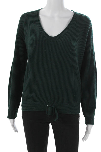 Fabiana Filippi Women Pullover V-Neck Merino Wool Green Long Sleeve Size 6