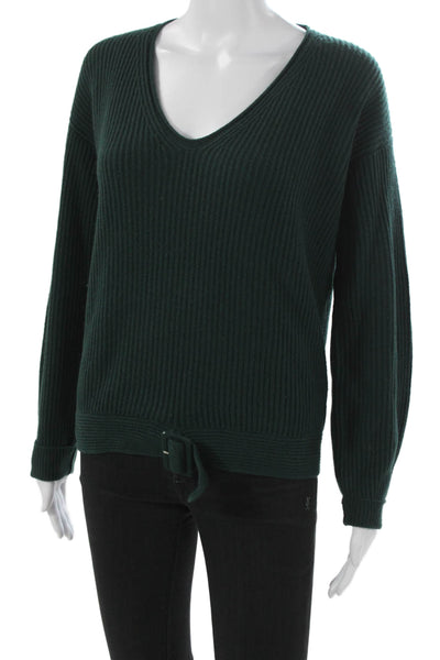 Fabiana Filippi Women Pullover V-Neck Merino Wool Green Long Sleeve Size 6