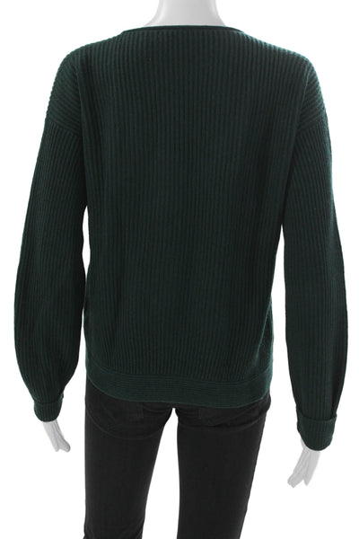 Fabiana Filippi Women Pullover V-Neck Merino Wool Green Long Sleeve Size 6