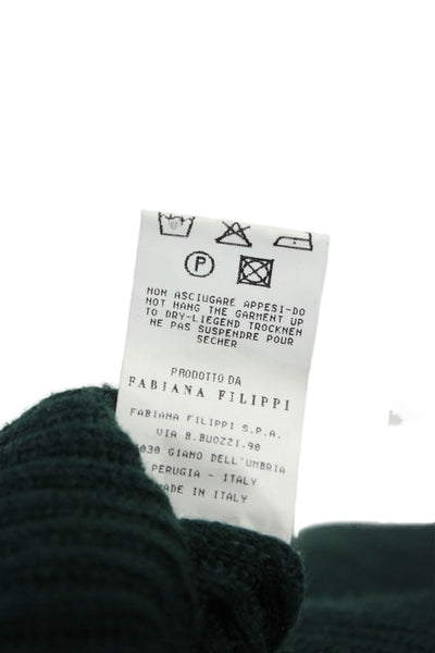 Fabiana Filippi Women Pullover V-Neck Merino Wool Green Long Sleeve Size 6