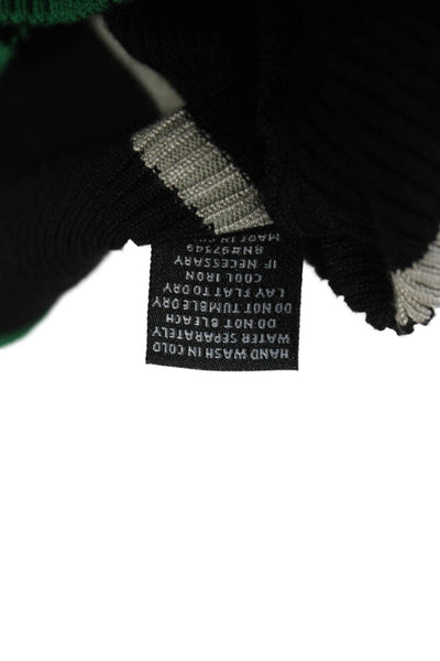 Metric Knits Women Black Striped V Neck Viscose Cardigan Long Sleeve Size S