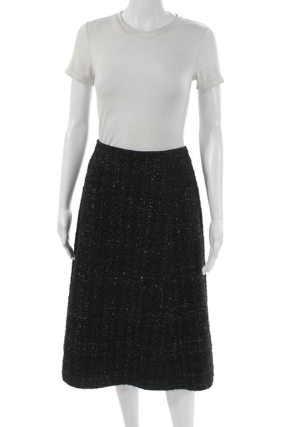 Kate Spade New York Women A-Line Black Acrylic Midi Skirt Zip Size 4