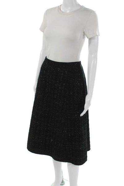 Kate Spade New York Women A-Line Black Acrylic Midi Skirt Zip Size 4